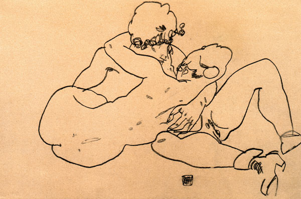 Two acts hugging himself od Egon Schiele