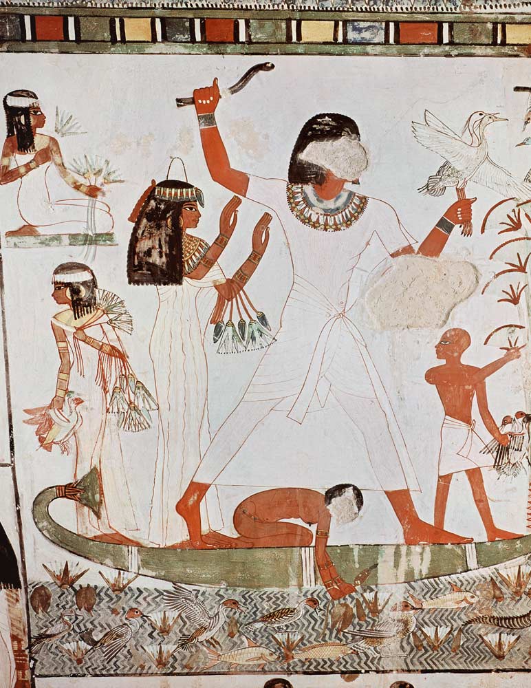 Fishing and fowling in the marshes, detail from the Tomb Chapel of Menna, New Kingdom od Egyptian