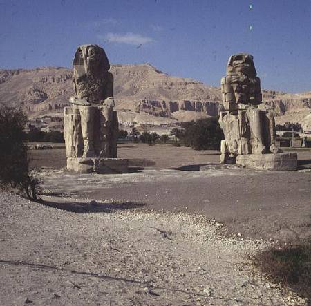 The Colossi of Memnon, statues of Amenho - Egyptian jako tisk anebo  olejomalba