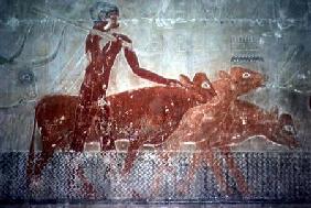 Cattle fording a canal in the Mastaba Chapel of Ti, Old Kingdom