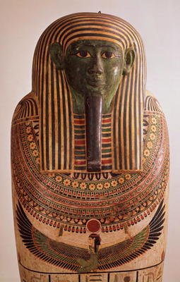 Outer lid of the sarcophagus of Psametik I (664-610 BC) Late Period (painted wood) od Egyptian 26th Dynasty