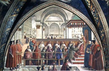 St. Francis receiving the Rule of the Order from Pope Honorius, scene from a cycle of the Life of St od  (eigentl. Domenico Tommaso Bigordi) Ghirlandaio Domenico