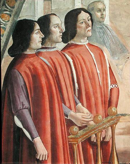Members of the Sassetti family, from a scene from a cycle of the Life of St. Francis of Assisi od  (eigentl. Domenico Tommaso Bigordi) Ghirlandaio Domenico