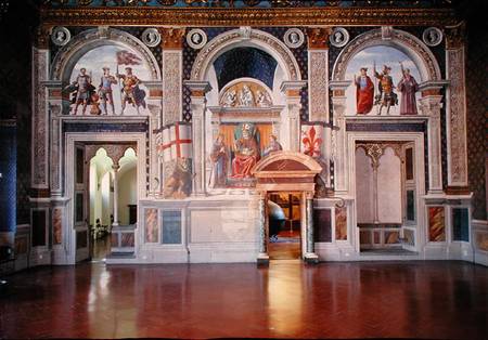 View of the frescoes in the Sala dei Gigli od  (eigentl. Domenico Tommaso Bigordi) Ghirlandaio Domenico