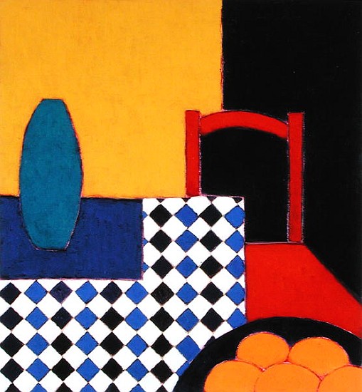 Still life with Red Chair, 2002 (acrylic on paper)  od Eithne  Donne