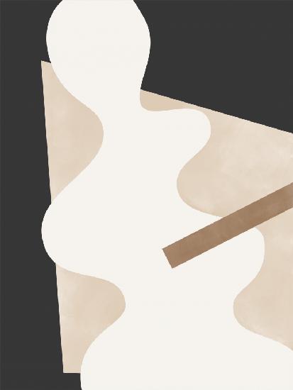 Beige Graphic Curves Art