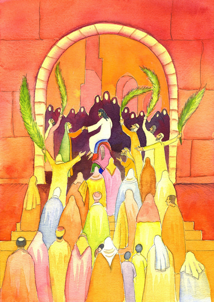 Jesus enters Jerusalem in procession (Palm Sunday) od Elizabeth  Wang