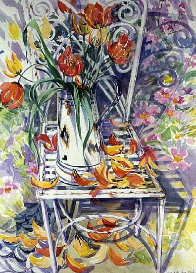 Garden Chair and Poppies od Elizabeth Jane  Lloyd