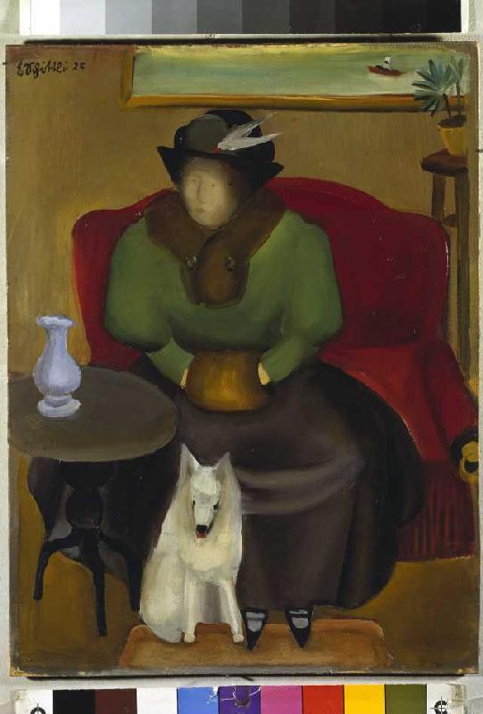 Woman in the fur with dog. od Emanuel Schöttli