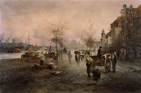 Market scene on the river shore (Vienna)