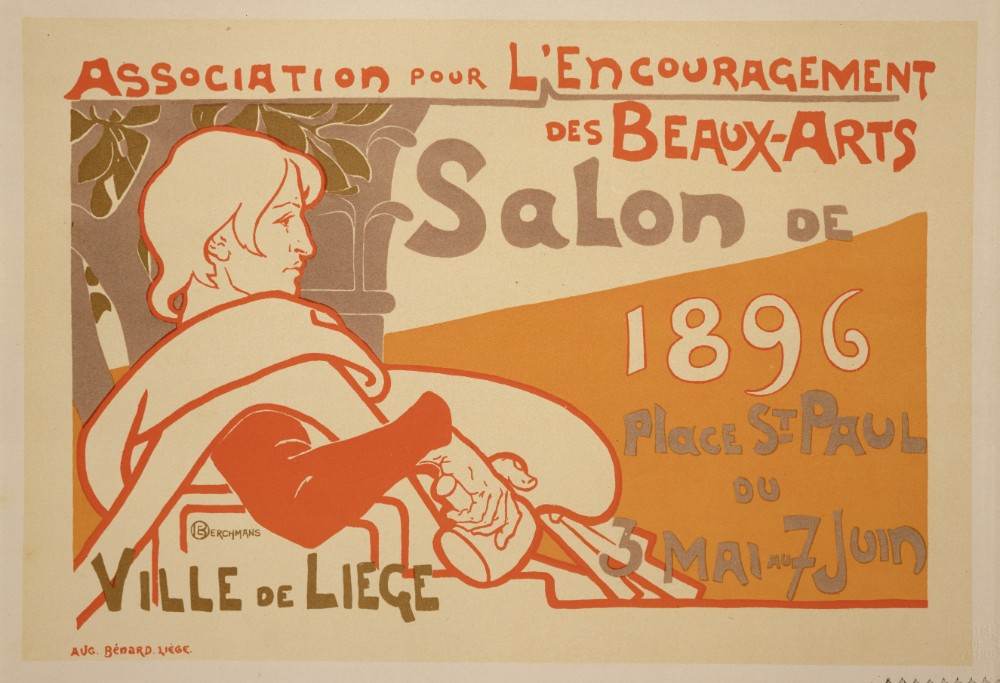 Reproduction of a poster advertising the Association for the Encouragement of Fine Arts 1896 Salon e od Émile Berchmans