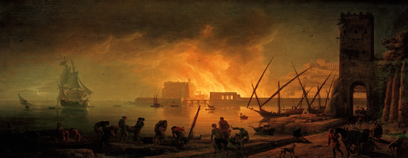 C.-J.Vernet, Harbour fire at night od Emile Jean Horace Vernet