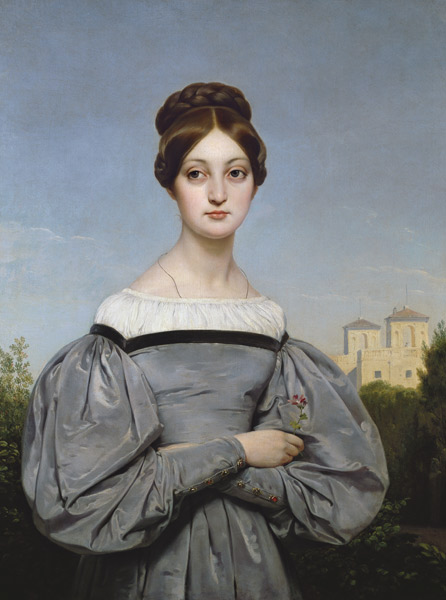 Portrait of Louise Vernet (1814-45) Daughter of the Artist od Emile Jean Horace Vernet