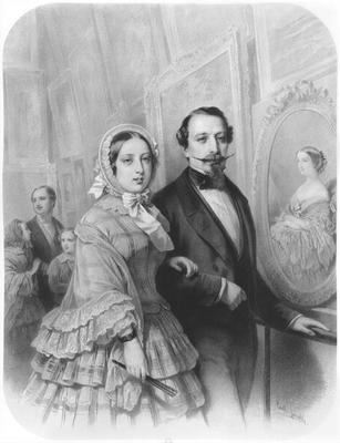Queen Victoria and Napoleon III Emperor of France, visiting the art gallery of the Universel Exhibit od Emile Lassalle