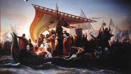 The Crossing of the Bosphorus by Godfrey of Bouillon (c.1060-1100) and his Brother, Baldwin, in 1097 od Emile Signol