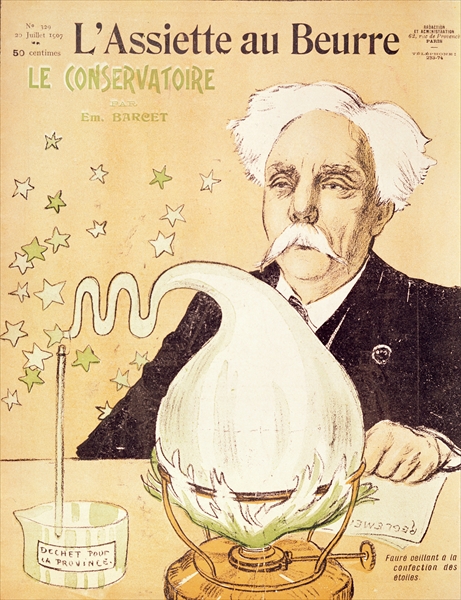 Caricature of Gabriel Faure (1845-1924) creating stars, from ''l''Assiette au Beurre'', 20th July 19 od Emmanuel Barcet