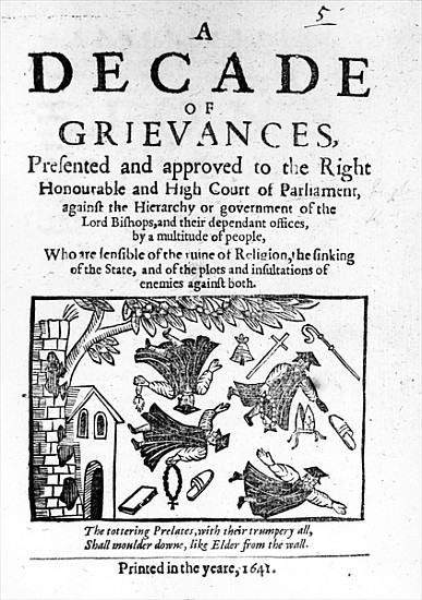 A Decade of Grievances'', Alexander Leighton''s pamphlet assaulting the institution of episcopacy od English School