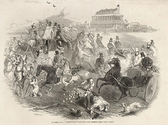 Epsom Races, ''Derby Day'': Leaving the Course, from ''The Illustrated London News'', 31st May 1845 od English School