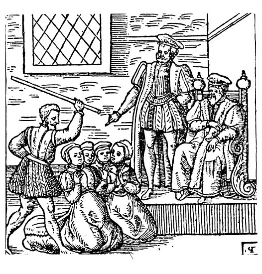 James I (1566-1625) of England and VI of Scotland Examining the North Berwick Witches, from ''Newes  od English School