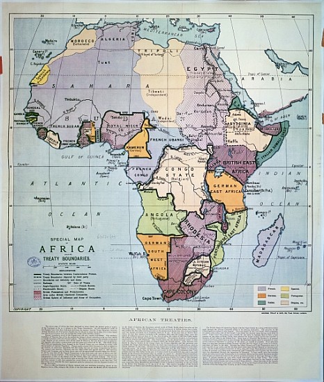 Map of Africa showing Treaty Boundaries, 1891 () od English School