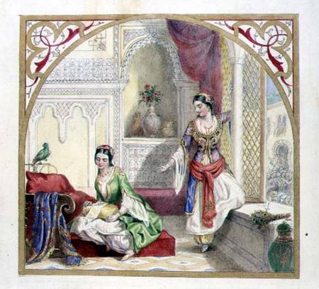 A Moorish Interior with Two Women od English School