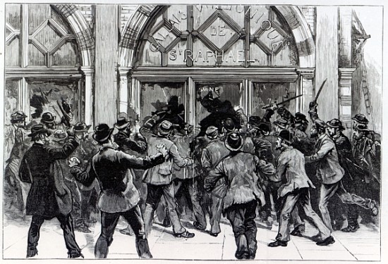 Rioting in the West End of London, illustration from ''The Graphic'', February 13th 1886 od English School