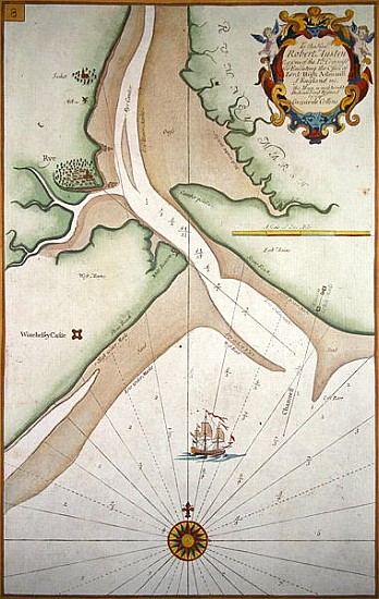 Rye and Winchelsea Castle (ink on paper) od English School