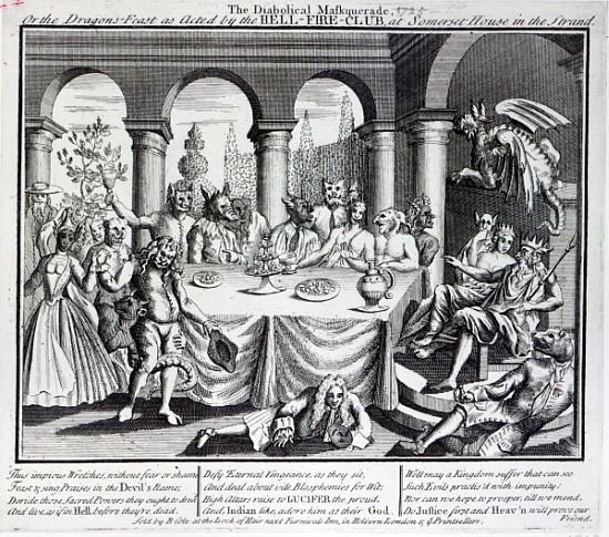 The diabolical maskquerade, or the the dragons-feast as acted the Hell-Fire-Club, at Somerset House  od English School