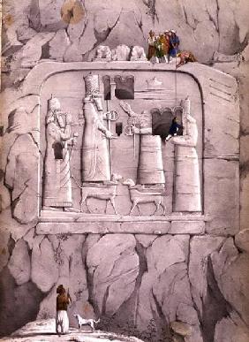 Examining an Assyrian Rock Sculpture