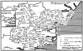 Map showing locations of prosecutions for witchcraft and accusations of sorcery at ecc;esiastical co