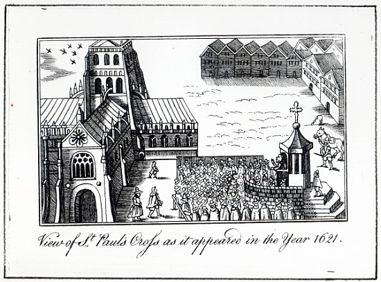 View of St. Paul''s Cross as it appeared in the year 1621 od English School