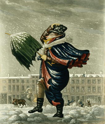 A Merry Christmas and a Happy New Year in London, engraved by G. Hunt, 1827 (colour litho) od English School, (19th century)