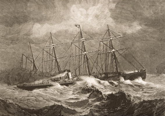 The 'Celtic' Crossing the Atlantic in Winter, c.1870, from 'American Pictures' published by the Reli od English School, (19th century)