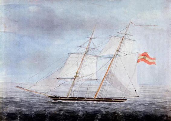 The Slaver 'Teresa', Taken by HMS 'Pelorus' on the Coast of Africa, 1832 (w/c on paper) od English School, (19th century)