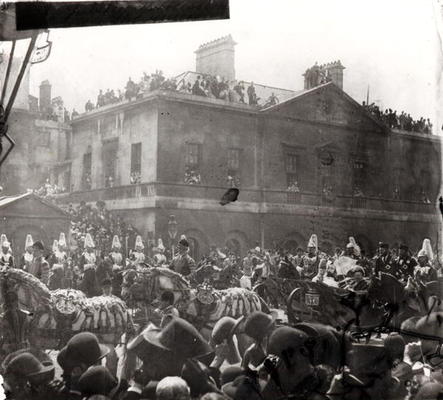 Jubilee Procession in Whitehall, 1887 (b/w photo) od English School, (19th century) (after)
