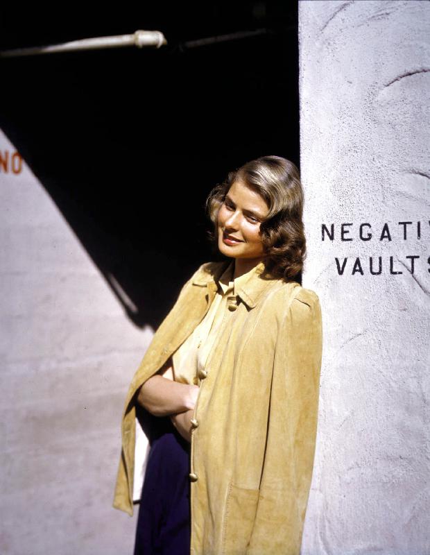 Actress Ingrid Bergman a jacket on the shoulders od English Photographer, (20th century)