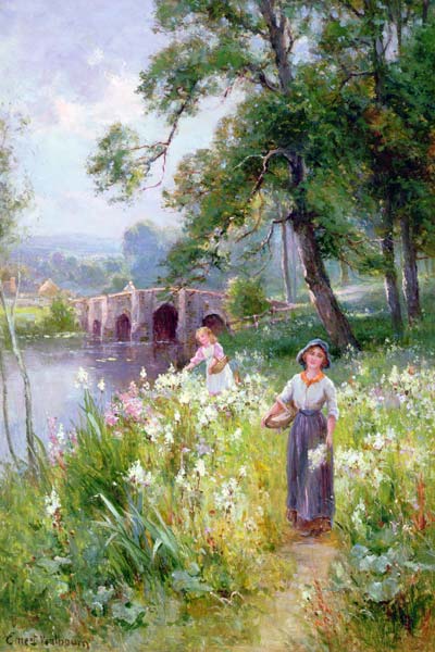 Picking Flowers by the River od Ernest Walbourn