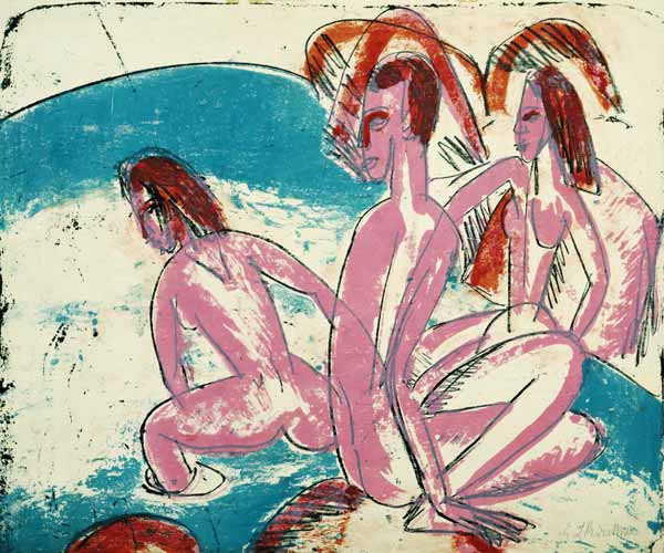 Koupání v Steinen od Ernst Ludwig Kirchner