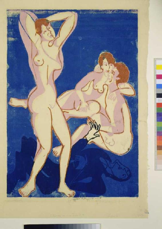 Drei Akte und liegender Mann od Ernst Ludwig Kirchner