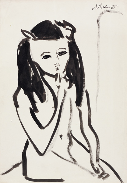 Fränzi als Akt, die Hand am Kinn od Ernst Ludwig Kirchner