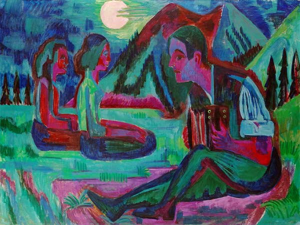 Handorgler in Mondnacht od Ernst Ludwig Kirchner
