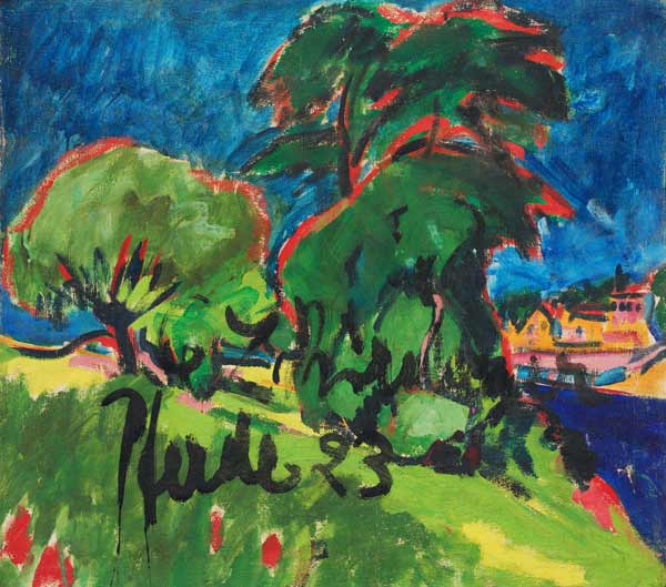Landschaft (Rückseite von 'Drei Pferde') od Ernst Ludwig Kirchner