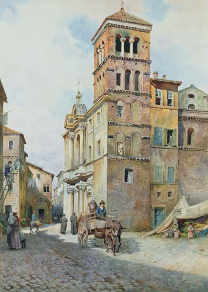 View of Santa Maria in Monticelli, Rome  on od Ettore Roesler Franz