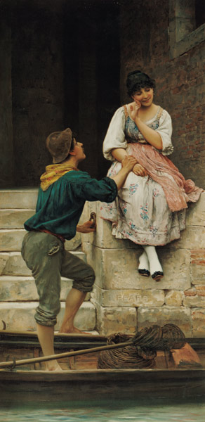 The Fisherman's Wooing, from the Pears Annual, Christmas od Eugen von Blaas