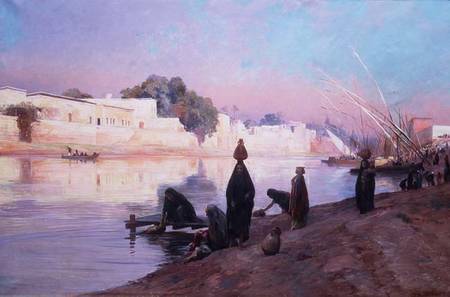 Washerwomen on the banks of the Nile od Eugene Alexis Girardet