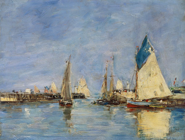 Sailing boats in the port of Trouville od Eugène Boudin
