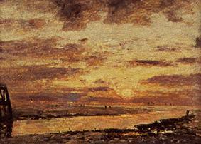 Sunset over the sea at Trouville od Eugène Boudin