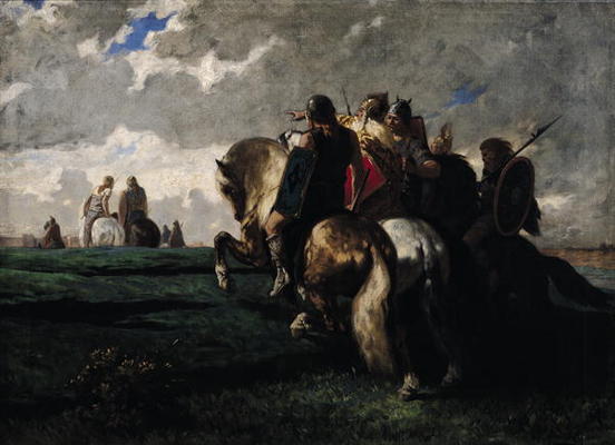 The Barbarians Before Rome (oil on canvas) od Evariste Vital Luminais