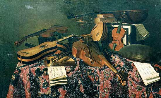 Still life with musical instruments od Evaristo Baschenis