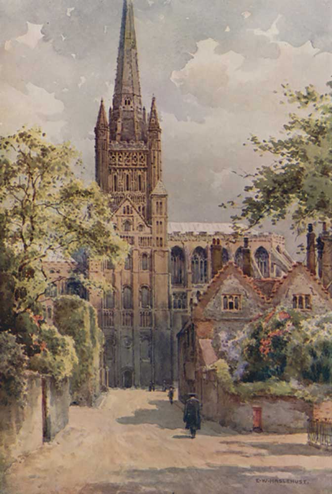 The Cathedral Precincts, Norwich od E.W. Haslehust